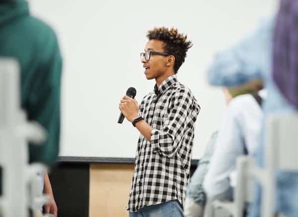 Young Man with Microphone